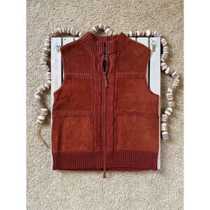 Vintage Designers Studio Originals Leather Knit Zip Up Vest